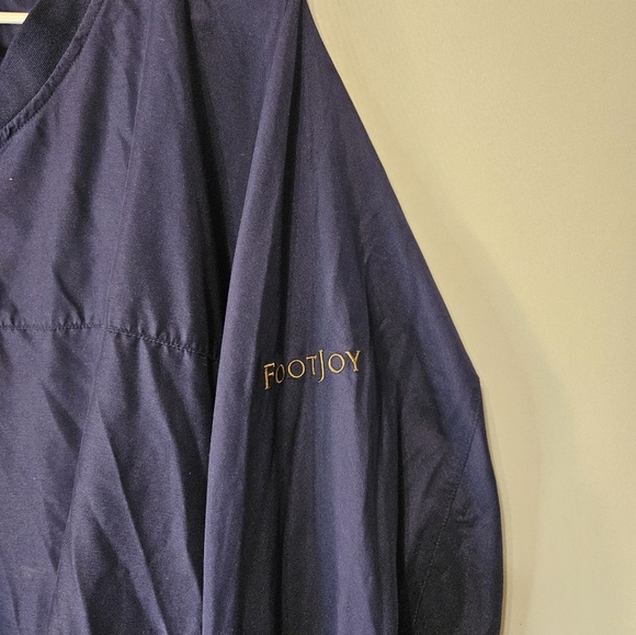 Footjoy FJ Pullover Windreaker Mens XL Solid Navy Blue V Neck Jacket Golf - Picture 4 of 7